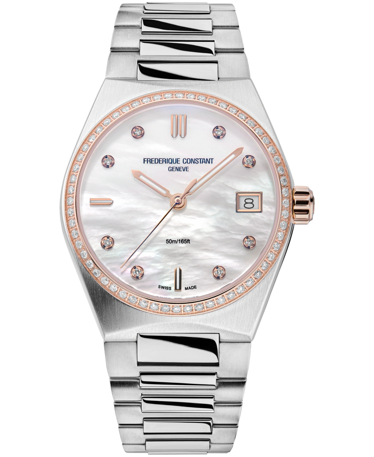 Frederique Constant Women's Swiss Highlife Diamond (1/20 Ct. T.w.) Two-tone Stainless Steel Bracelet Watch 31mm In Silver