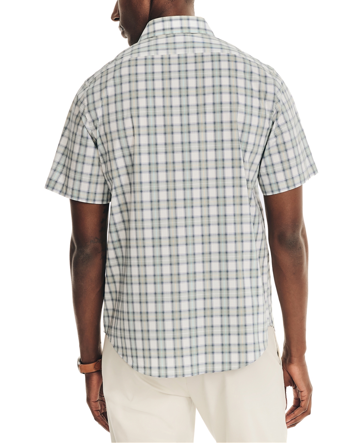 Shop Nautica Men's Navtech Performance Trim-fit Plaid Shirt In Bright White