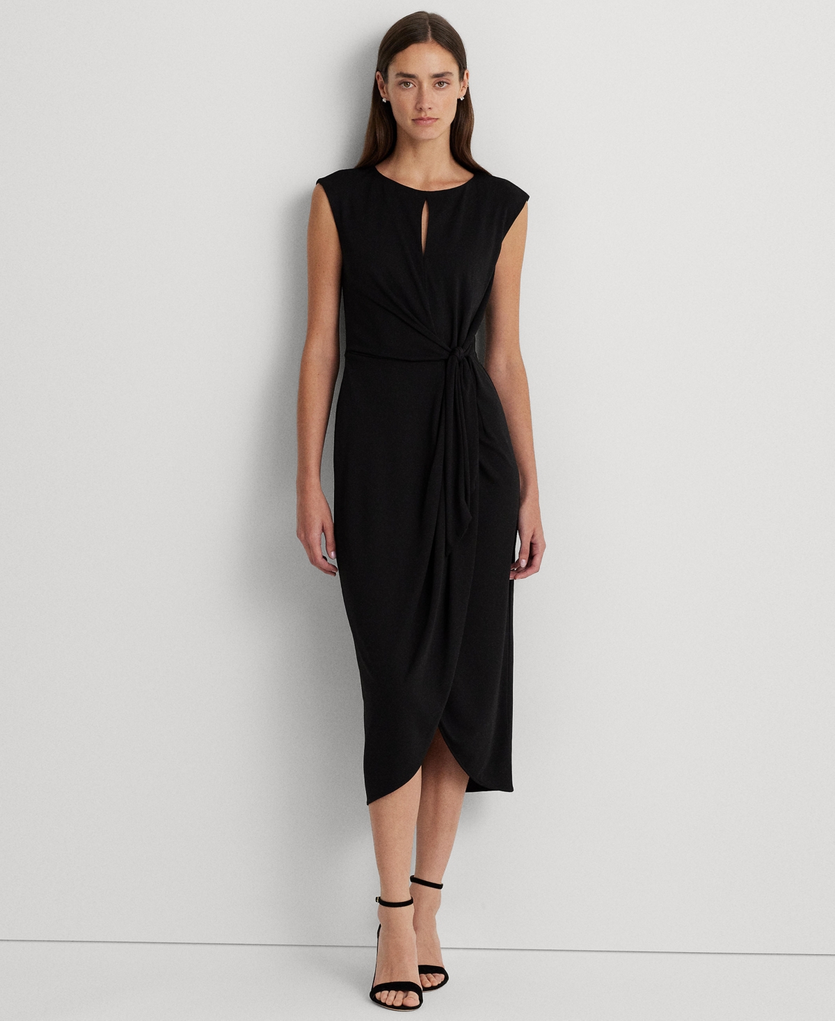 Lauren Ralph Lauren Women's Stretch Jersey Tie-front Dress In Black