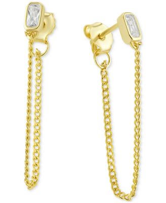 Macy's - Cubic Zirconia Chain Front-to-Back Earrings in 18k Gold-Plated Sterling Silver
