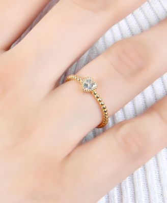 Cubic Zirconia Heart Accent Ring in 18k Gold-Plated Sterling Silver