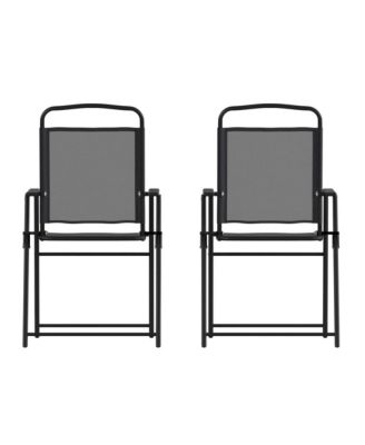 Munroe Set Of 2 Textilene Folding Sling Style Patio Chairs With Armrests