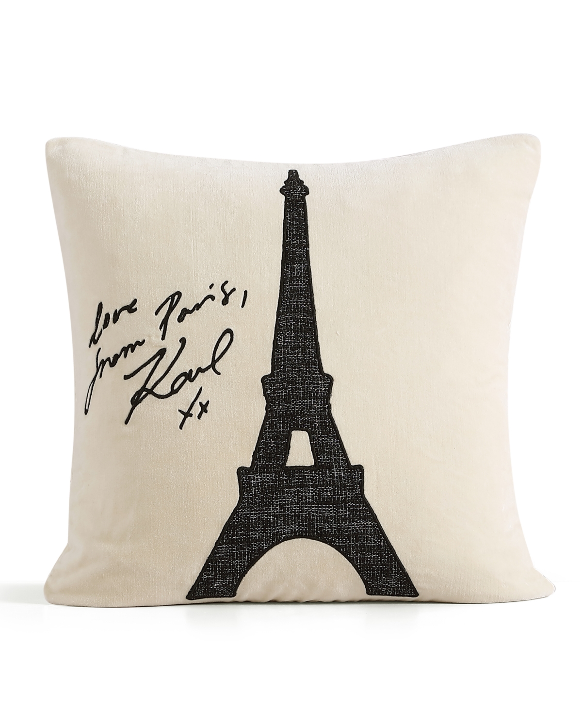Karl Lagerfeld Love From Paris Decorative Pillow, 20" X 20" In Beige