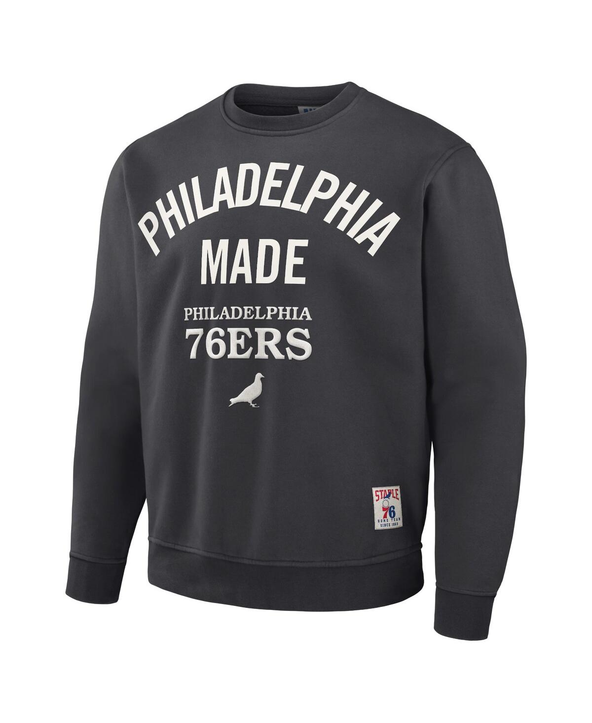 Shop Staple Men's Nba X  Anthracite Philadelphia 76ers Plush Pullover Sweatshirt