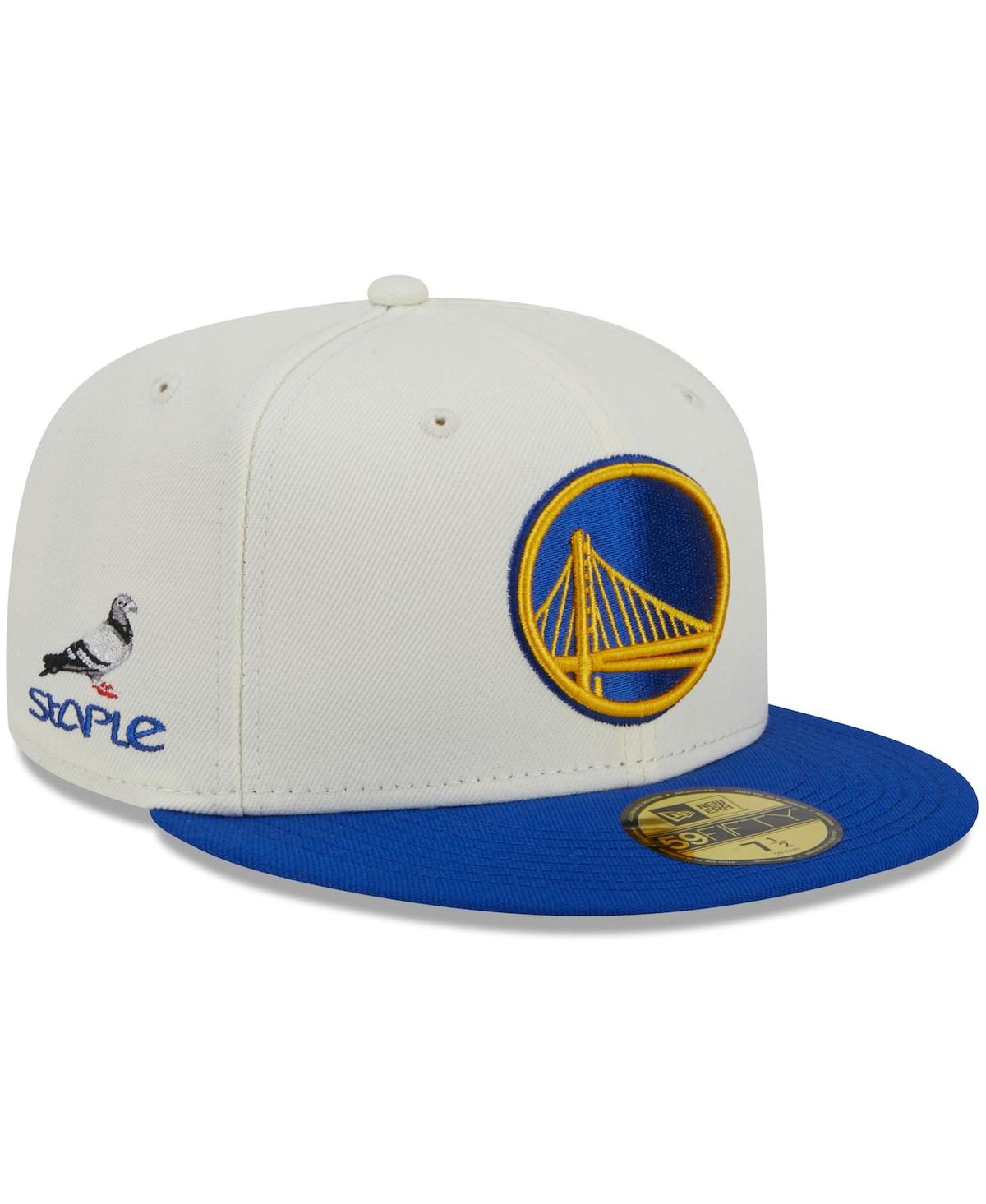 Men's New Era x Staple Cream, Royal Golden State Warriors Nba x Staple Two-Tone 59FIFTY Fitted Hat - Cream, Royal