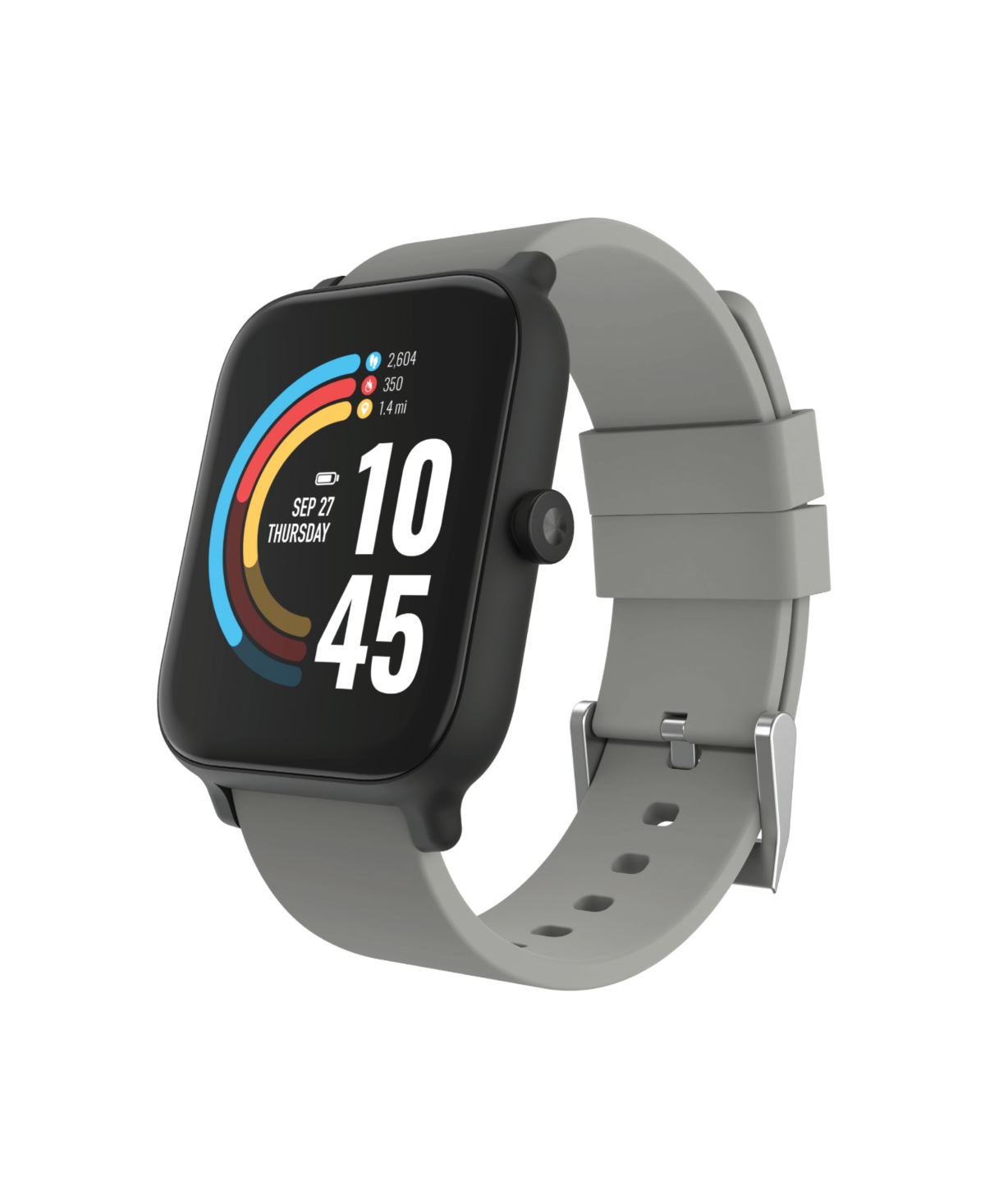 Unisex Gray Silicone Strap Smartwatch 37.5mm - Gray, Black