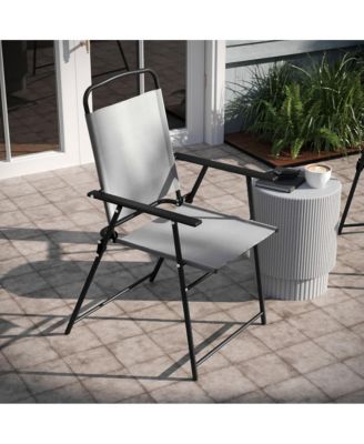 Munroe Set Of 4 Textilene Folding Sling Style Patio Chairs With Armrests
