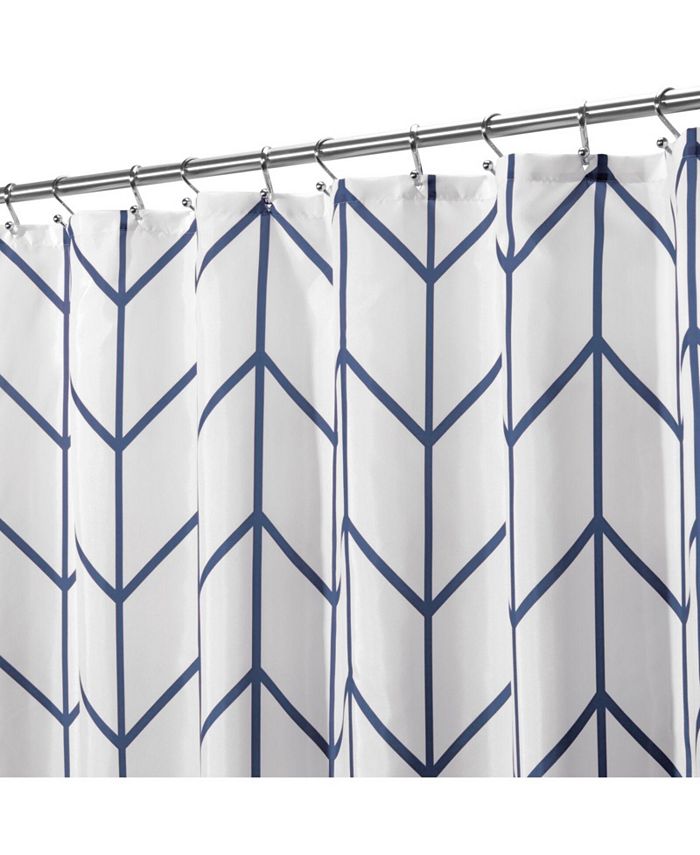 mDesign Fabric Herringbone Chevron Shower Curtain, 72" x 72", Navy Blue