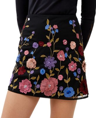 French Connection Women s Floral Embroidered Mesh Mini Skirt Macy s