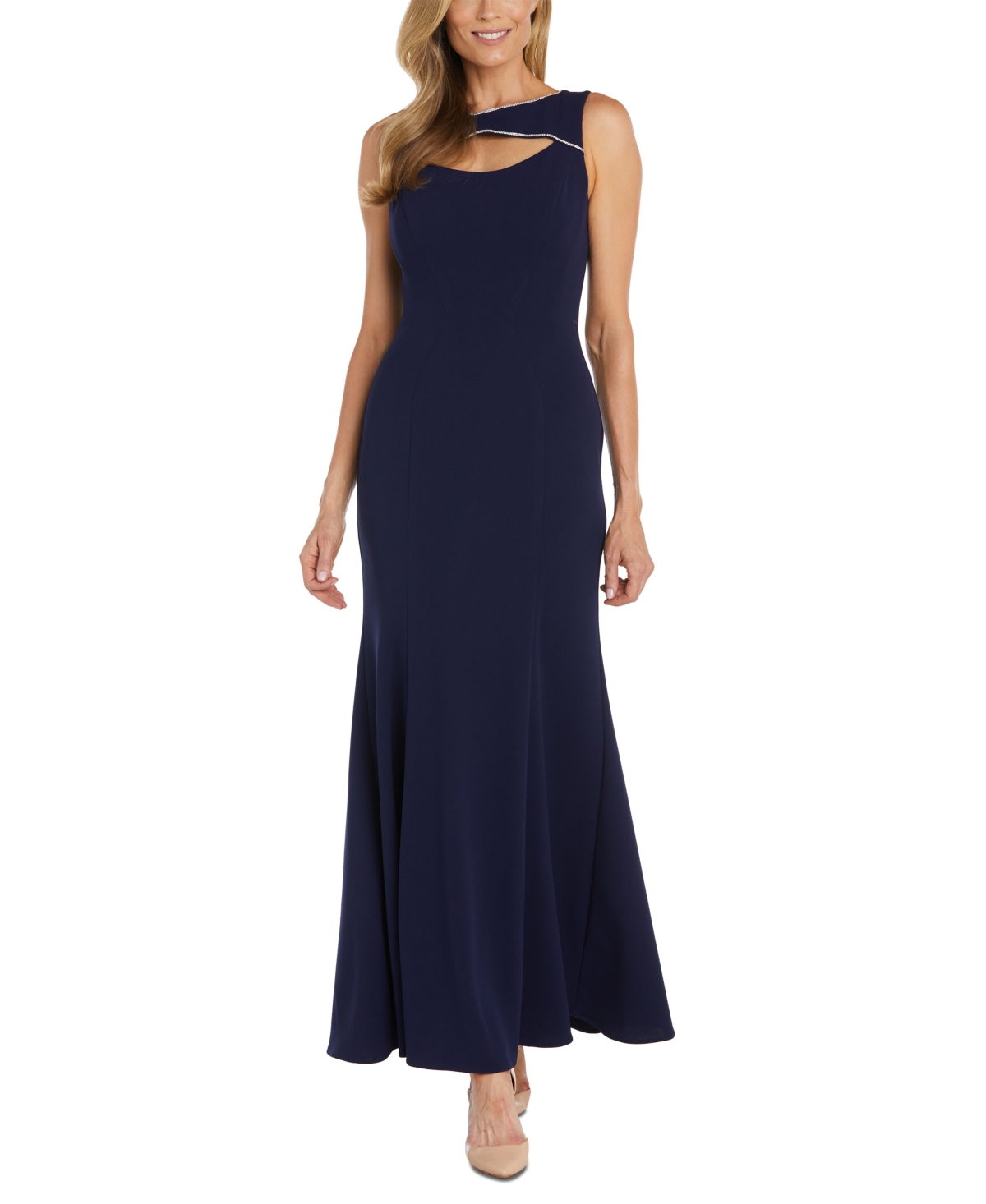 Nigthtway Women's Embellished Cutout Gown - Navy