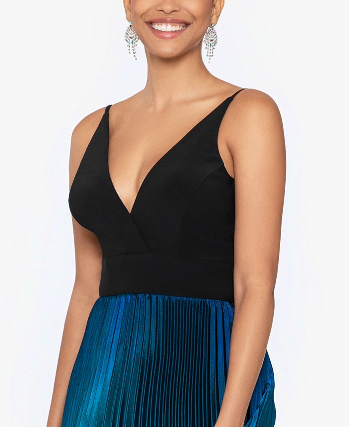Betsy & Adam Women's Printed Pleated Gown Black Size 10 main image 1