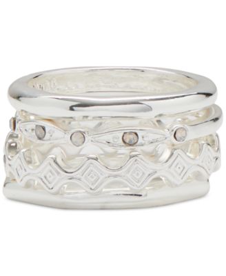 Lucky Brand - Silver-Tone 4-Pc. Set Pav&eacute; Stack Rings