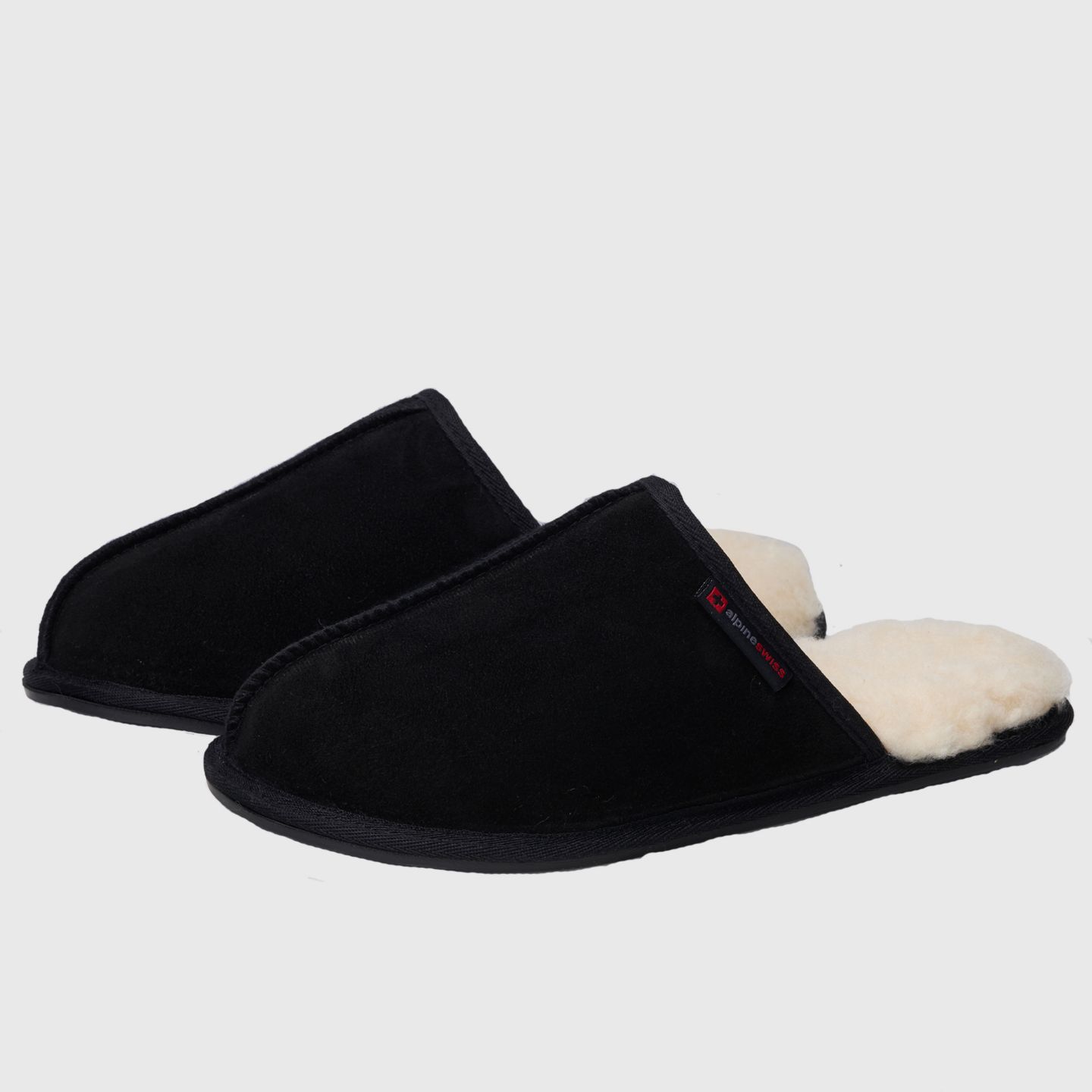Мужские тапочки Alpine Swiss Microsuede Memory Foam Scuff Slippers Comfort Slip On, цвет: Чёрный — фото 2