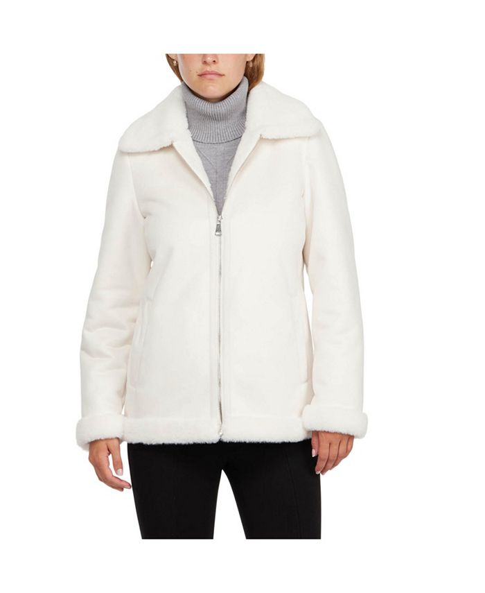 Ellen Tracy Women s Faux Shearling Zip Up Jacket Macy s