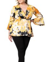 Yellow blouse plus size on sale