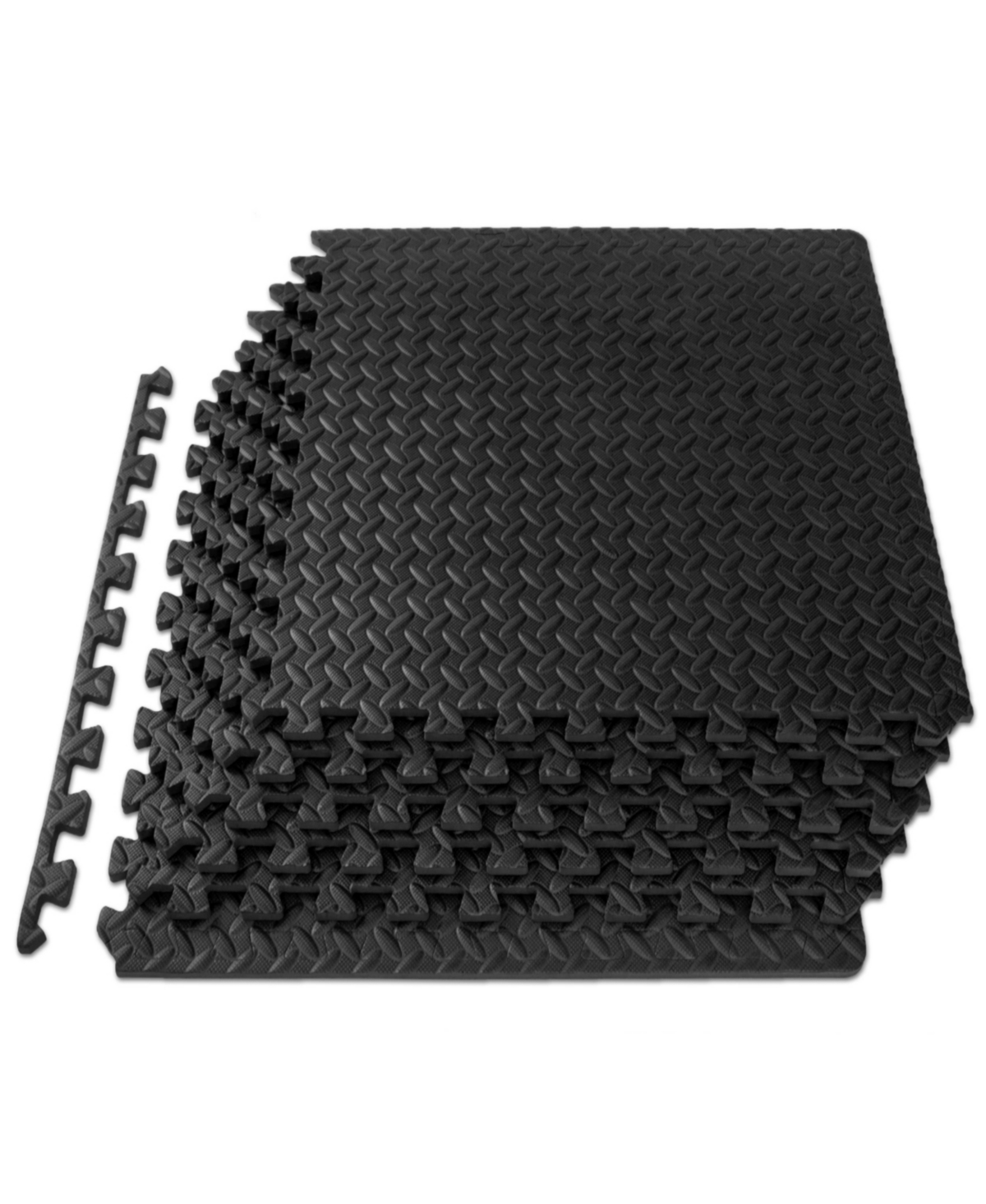 Exercise Puzzle Mat 1/2-in, 24 Sq Ft - 6 Tiles - Black