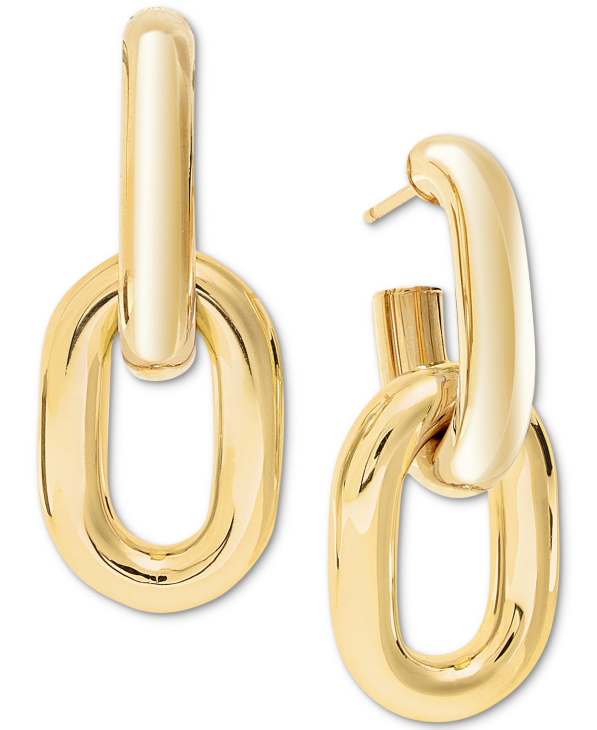 Macy's Convertible Polished Drop Circle Hoop Earrings In 10k Gold