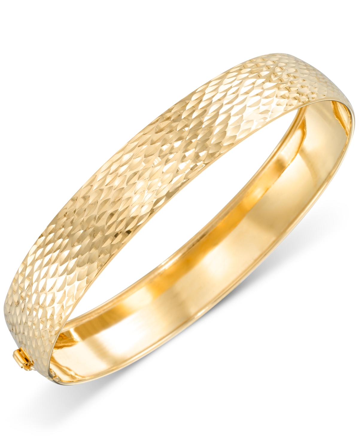 Macy's Textured Wide Round Flexible Bangle Bracelet In 10k Gold