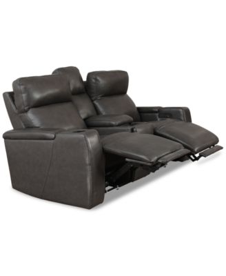 Greymel 74" Zero Gravity Leather Loveseat with Console and Power Headrests, Created for Macy's