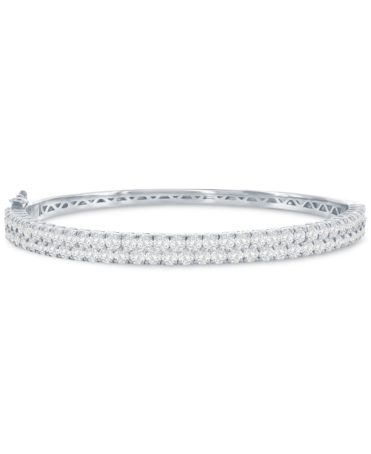 Shop Macy's Diamond Double Row Bangle Bracelet (4-3/4 Ct. T.w.) In 14k Gold In K White Gold