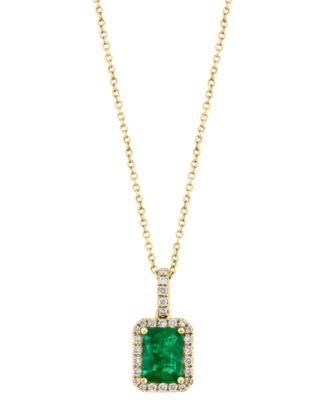 EFFY&reg; Emerald (1-3/8 ct. t.w.) and Diamond (1/4 ct. t.w.) Pendant Necklace in 14k Gold or 14k White Gold, Created for Macy's