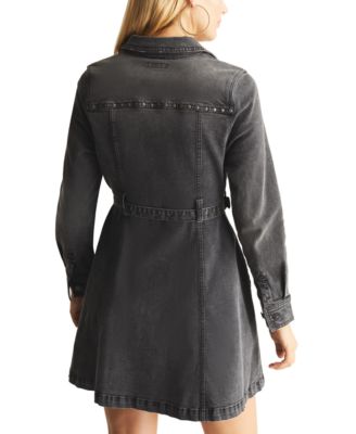 white christmas dresses Frye Women's 100% Cotton Form Fitting Buttons Pockets Mini Denim Dress —  Ewirelessgear main image 1