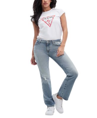 GUESS - Women's Sexy Mid-Rise Straight-Leg Jeans