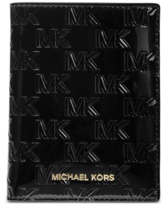 Michael Kors Bedford Logo Embossed Patent Medium Passport Wallet