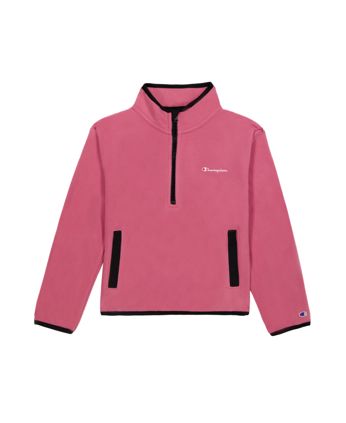 Shop Champion Little Girls Micro Fleece Quarter Zip Jacket In Terracotta Pink