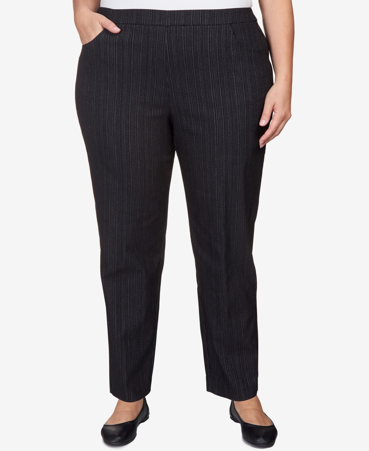 Alfred Dunner Plus Size World Traveler Slim Fit Pinstripe Average Length Pants