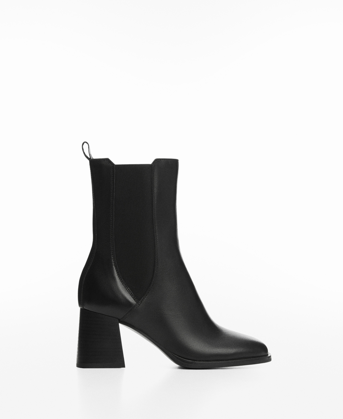 Mango Heel Leather Ankle Boot Black