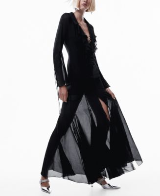 mango chiffon ruffle dress Mango Chiffon Ruffle Maxi Dress - Dusky Pink
