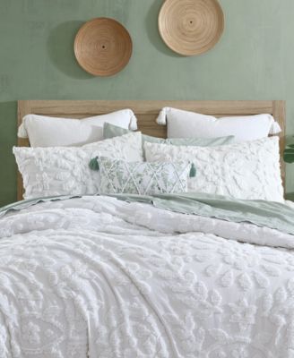 Shop Chf Chenille Laurel Duvet Cover Sets In White