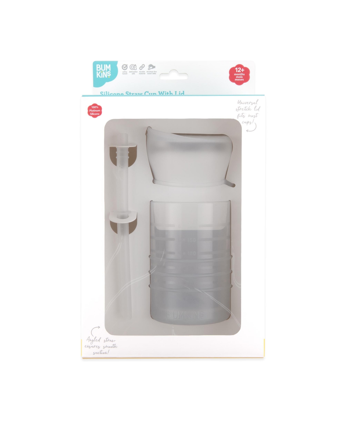 Bumkins Baby Boys and Girls Spill-Resistant Silicone Cup, Straw and Lid Set