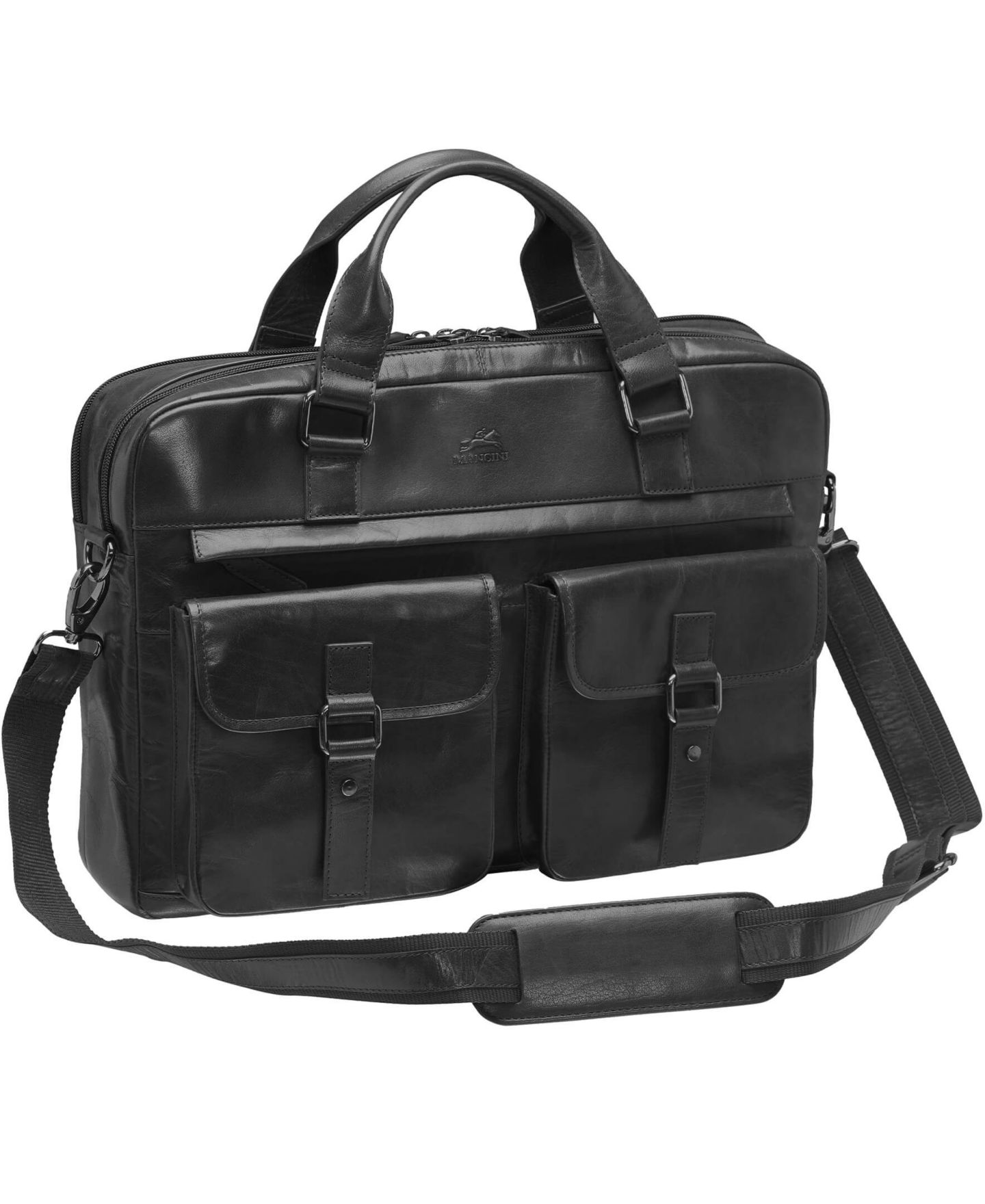 Мужская сумка Mancini Buffalo Briefcase with Dual Compartments for 15.6" Laptop, цвет: Чёрный — фото 3