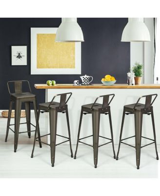 Set of 4 Metal Bar Stools 30'' Bar Height Barstools Industrial