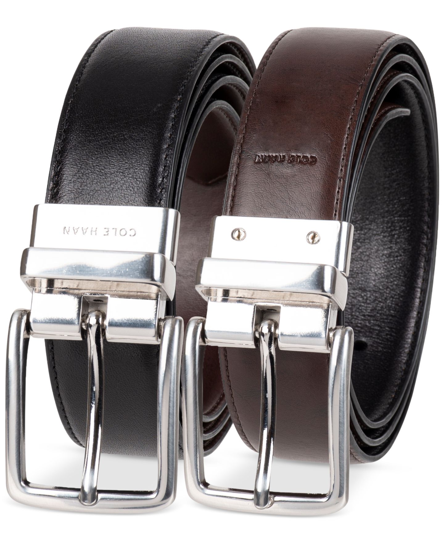 Мужской ремень Cole Haan 32MM Reversible Leather Dress Belt, цвет: Чёрный / Коричневый — фото 5