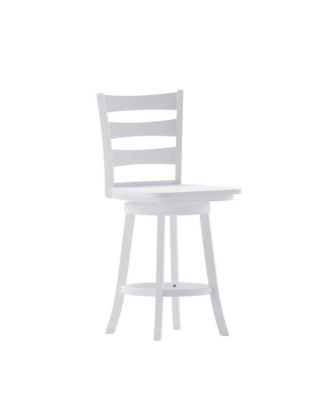 Therus Commercial Grade Classic Wooden Ladderback Swivel Stool With Solid Wood Seat And Footrest