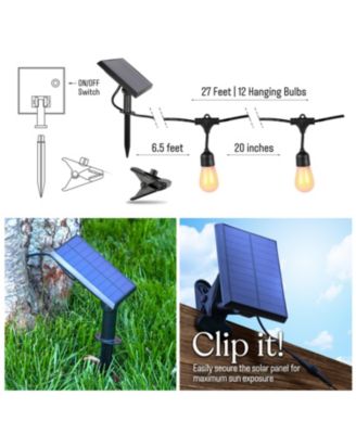 Ambience Pro 27ft Outdoor Solar LED Flame Bulb Flickering String Lights