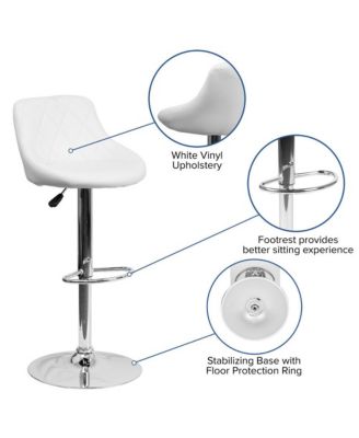 Bucket Seat Adjustable Height Barstool With Diamond Pattern Back