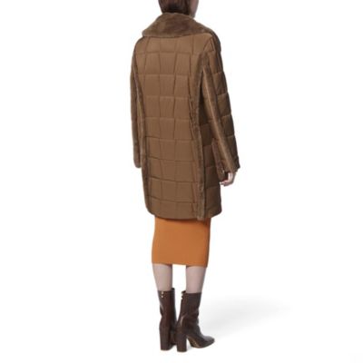 Women's Astor Asymmetrical Mixed Media Puffer With Faux Fur Trim