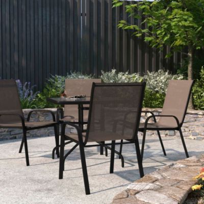 Set Of 4 Manado Series Metal Stacking Patio Chairs With Flex Comfort Material