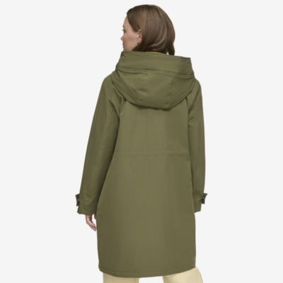 Women's Gemas Lightweight Parka Coat With Matte Shell and Faux Leather Details