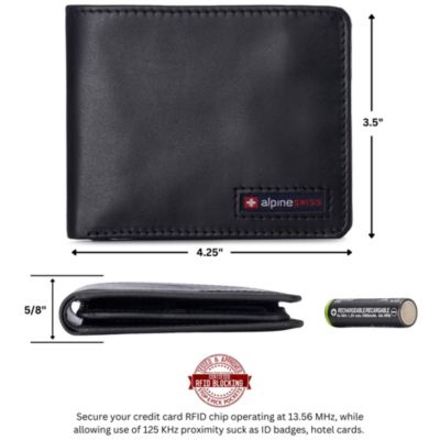 Mens Genuine Leather RFID Safe Bifold Wallet Passcase 2 ID Windows