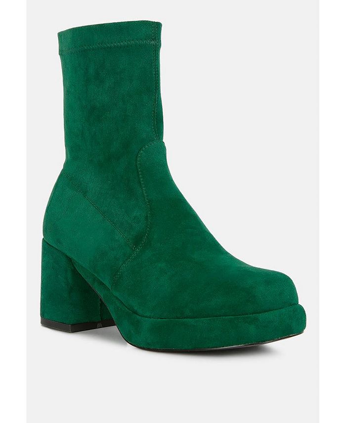 Two-Cubes Suede Platform Ankle Boots
