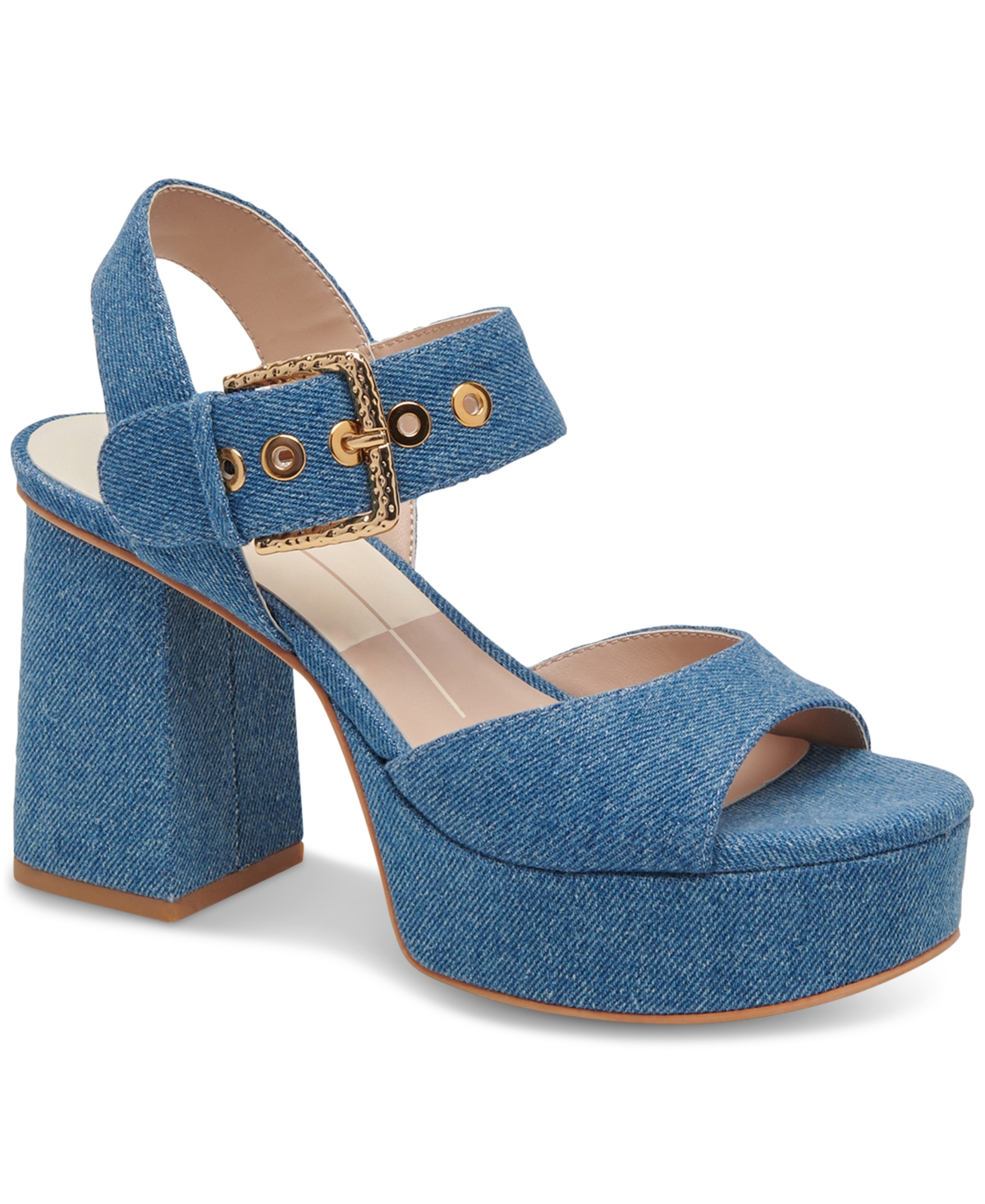 Shop Dolce Vita Women's Bobby Ankle-strap Slingback Platform Sandals In Blue Denim