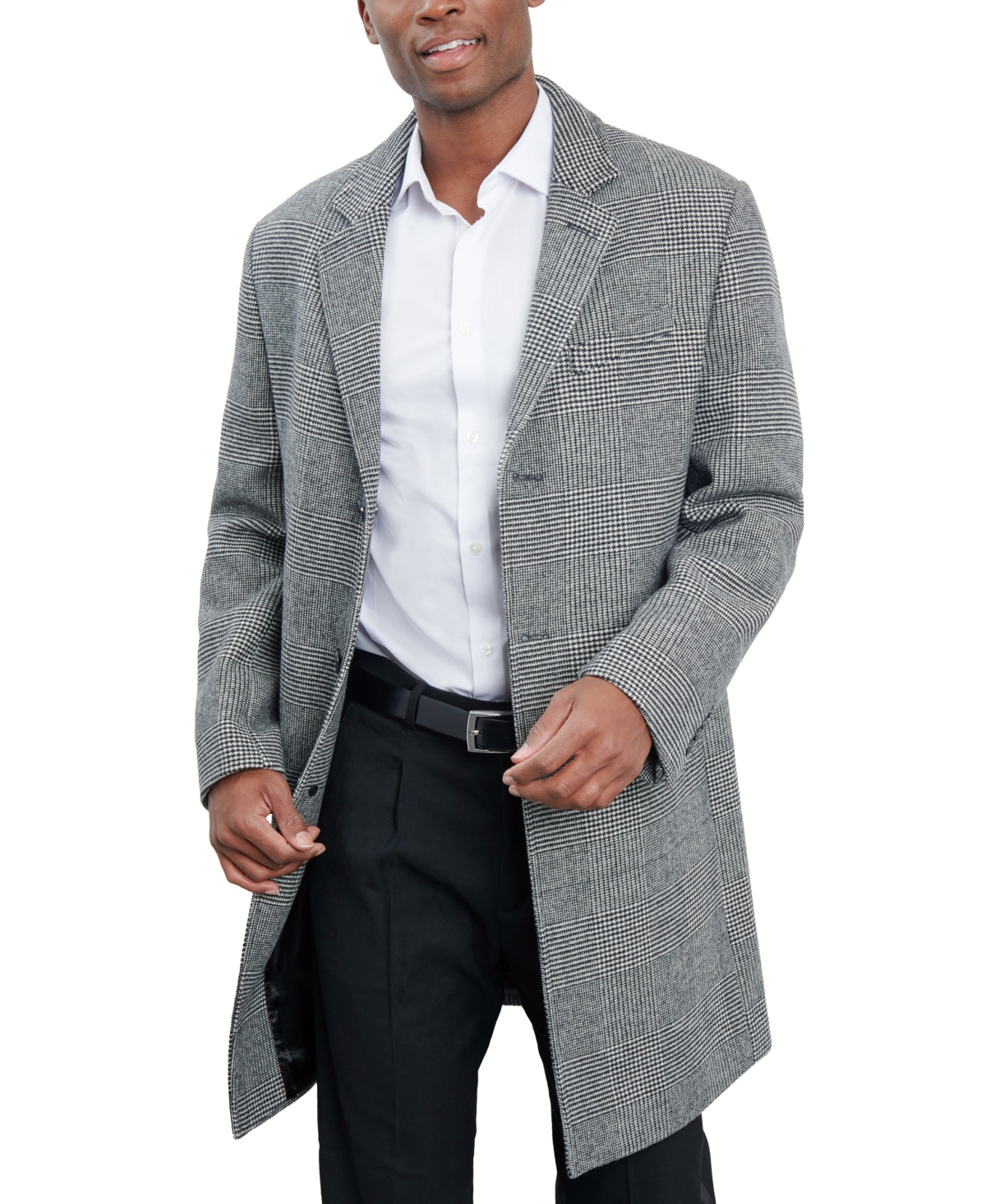 Men Signature Wool-Blend Overcoat - Dark Charcoal