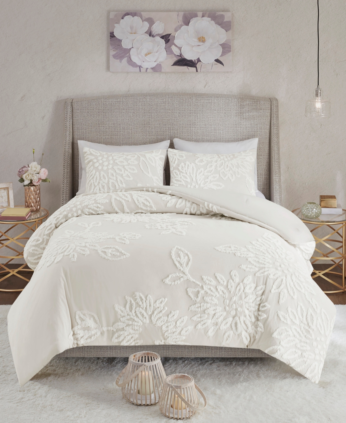 Madison Park Veronica Floral Tufted 3-pc. Comforter Set, King/california King In Off White