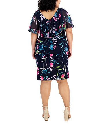 Connected Plus Size Ruffled V-Neck Dress - Macy's