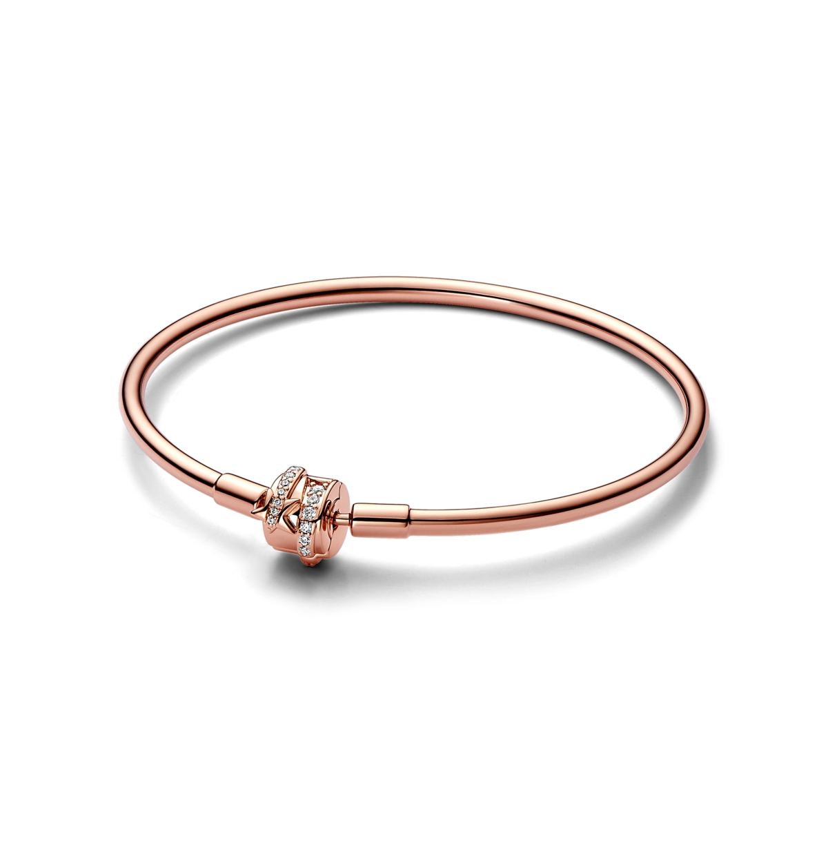 Shop Pandora Moments Cubic Zirconia 14k Rose Gold-plated Sparkling Shooting Star Clasp Bangle Bracelet